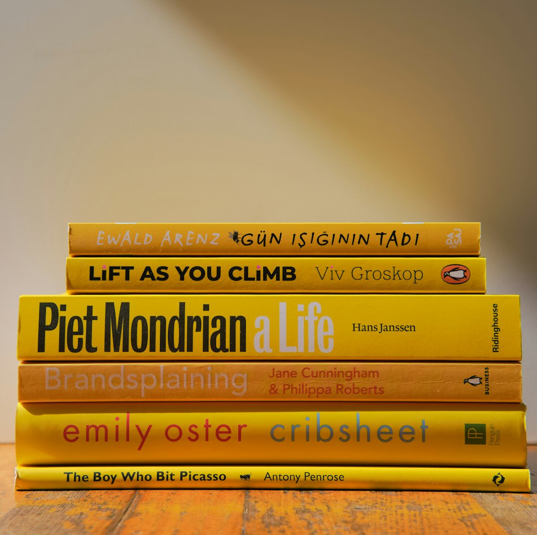 modern mystery book stack
